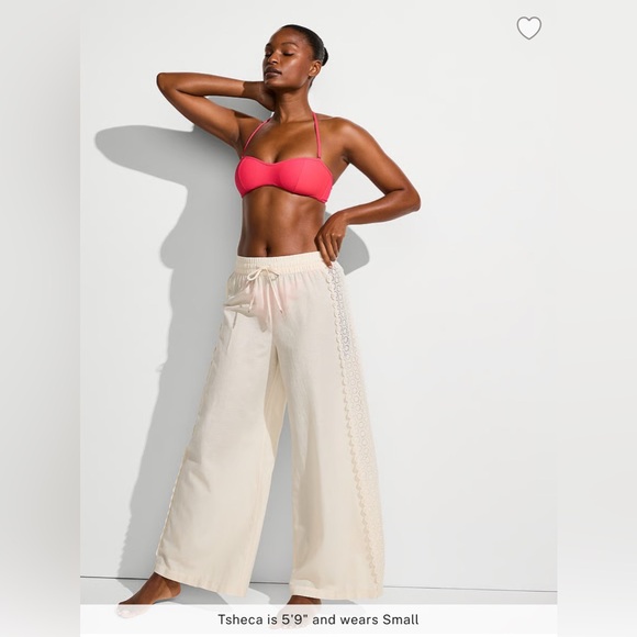 🆕 VICTORIA'S SECRET SWIM CS BEACHWEAR LINEN LACE-TRUM COVER-UP PANTS M 8-10 - Picture 3 of 16